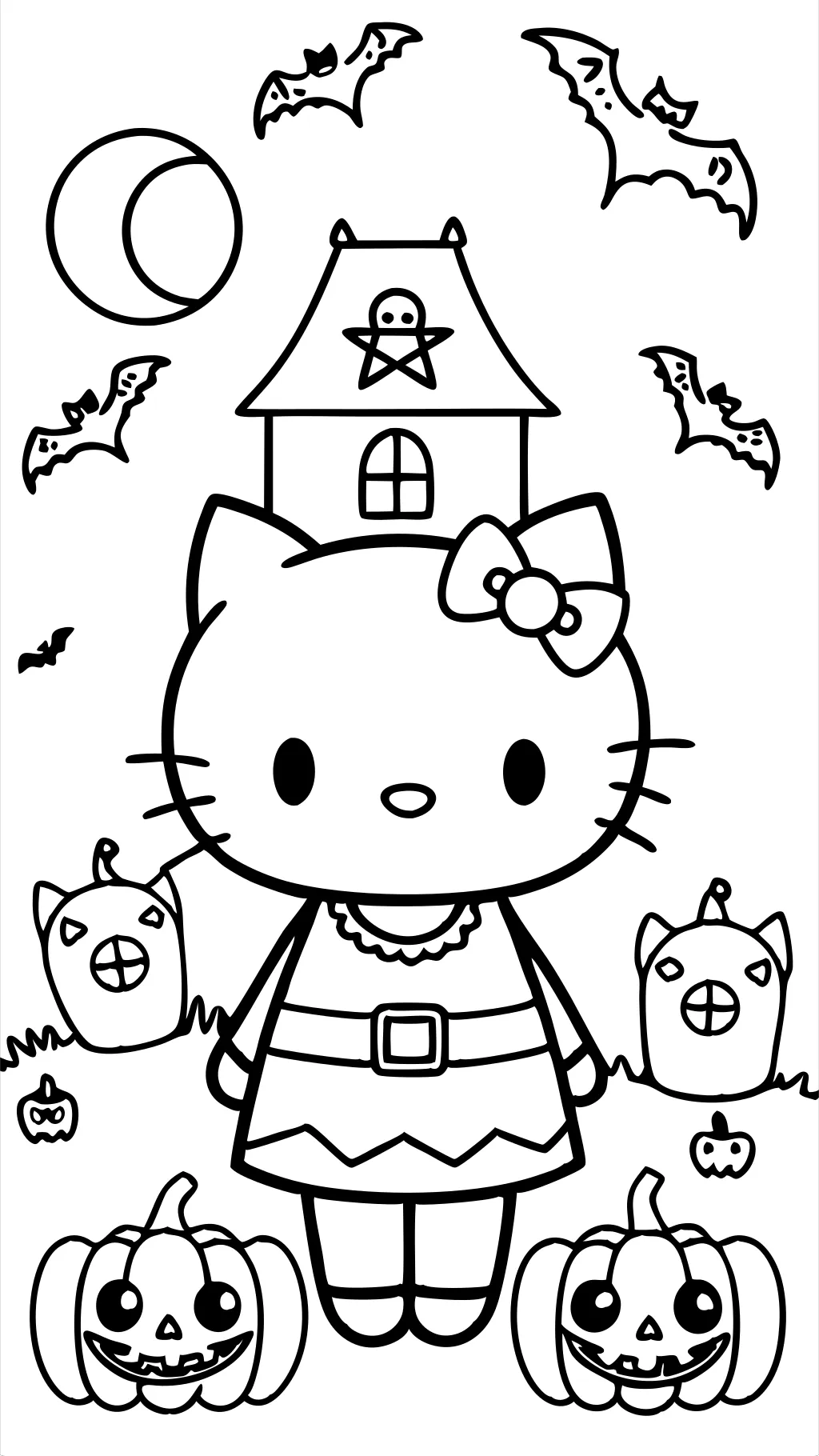 hello kitty halloween coloring pages